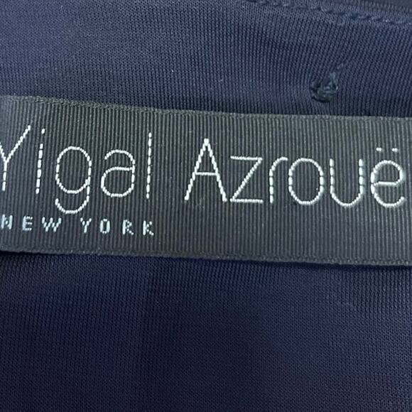 Yigal Azrouel Navy Blue Draped High Waisted Stretch Ruched Pencil Mini Skirt S - Picture 4 of 5